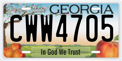 GA license plate CWW4705