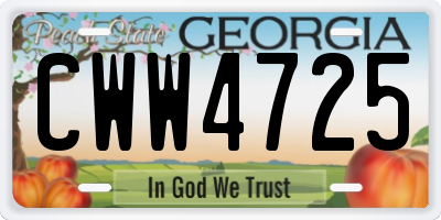 GA license plate CWW4725