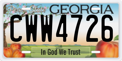 GA license plate CWW4726