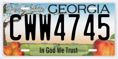GA license plate CWW4745