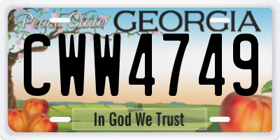 GA license plate CWW4749