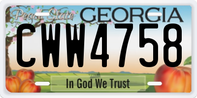 GA license plate CWW4758