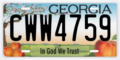 GA license plate CWW4759