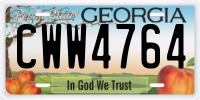 GA license plate CWW4764