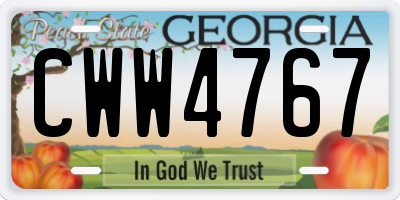 GA license plate CWW4767