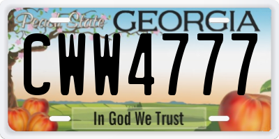 GA license plate CWW4777
