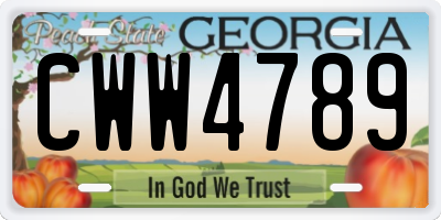 GA license plate CWW4789