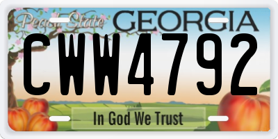 GA license plate CWW4792