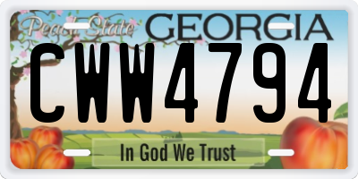 GA license plate CWW4794