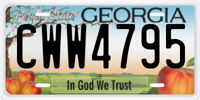 GA license plate CWW4795
