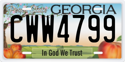 GA license plate CWW4799