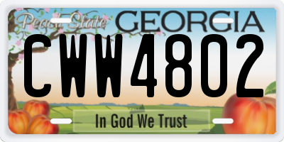 GA license plate CWW4802