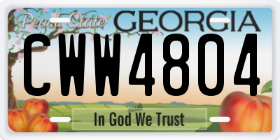 GA license plate CWW4804