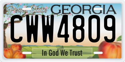 GA license plate CWW4809