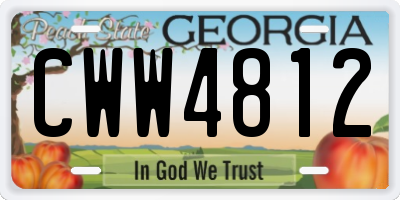 GA license plate CWW4812