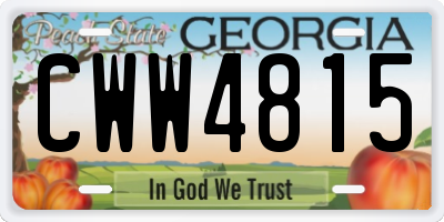 GA license plate CWW4815