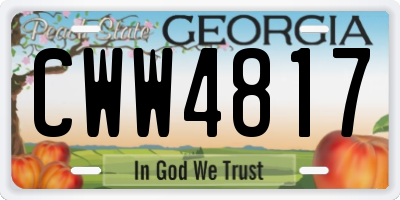 GA license plate CWW4817
