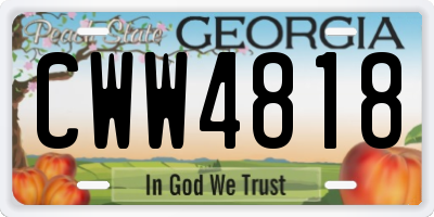 GA license plate CWW4818