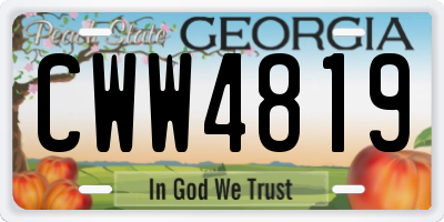 GA license plate CWW4819