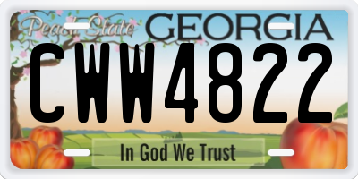 GA license plate CWW4822