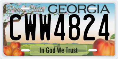 GA license plate CWW4824