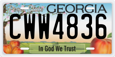 GA license plate CWW4836