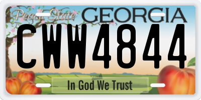 GA license plate CWW4844