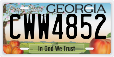 GA license plate CWW4852