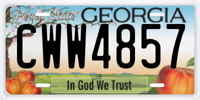 GA license plate CWW4857