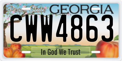 GA license plate CWW4863
