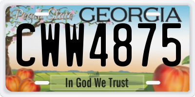 GA license plate CWW4875