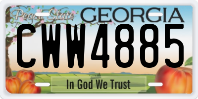 GA license plate CWW4885
