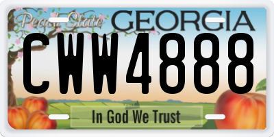 GA license plate CWW4888