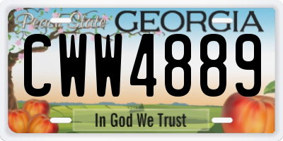 GA license plate CWW4889