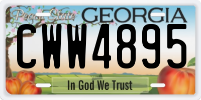GA license plate CWW4895