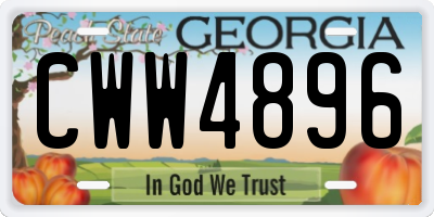 GA license plate CWW4896