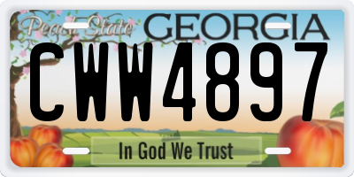 GA license plate CWW4897