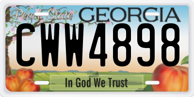 GA license plate CWW4898