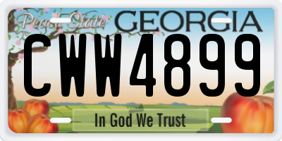GA license plate CWW4899