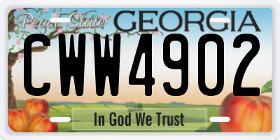 GA license plate CWW4902