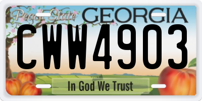 GA license plate CWW4903