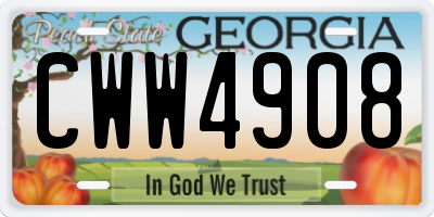GA license plate CWW4908