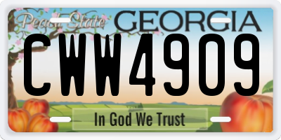 GA license plate CWW4909