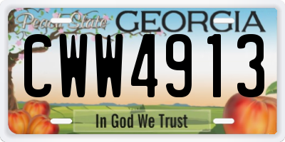 GA license plate CWW4913