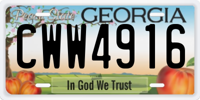GA license plate CWW4916
