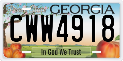 GA license plate CWW4918