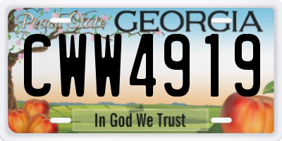GA license plate CWW4919