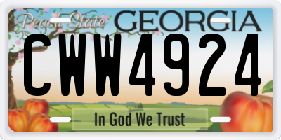 GA license plate CWW4924