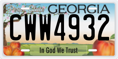 GA license plate CWW4932