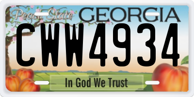 GA license plate CWW4934